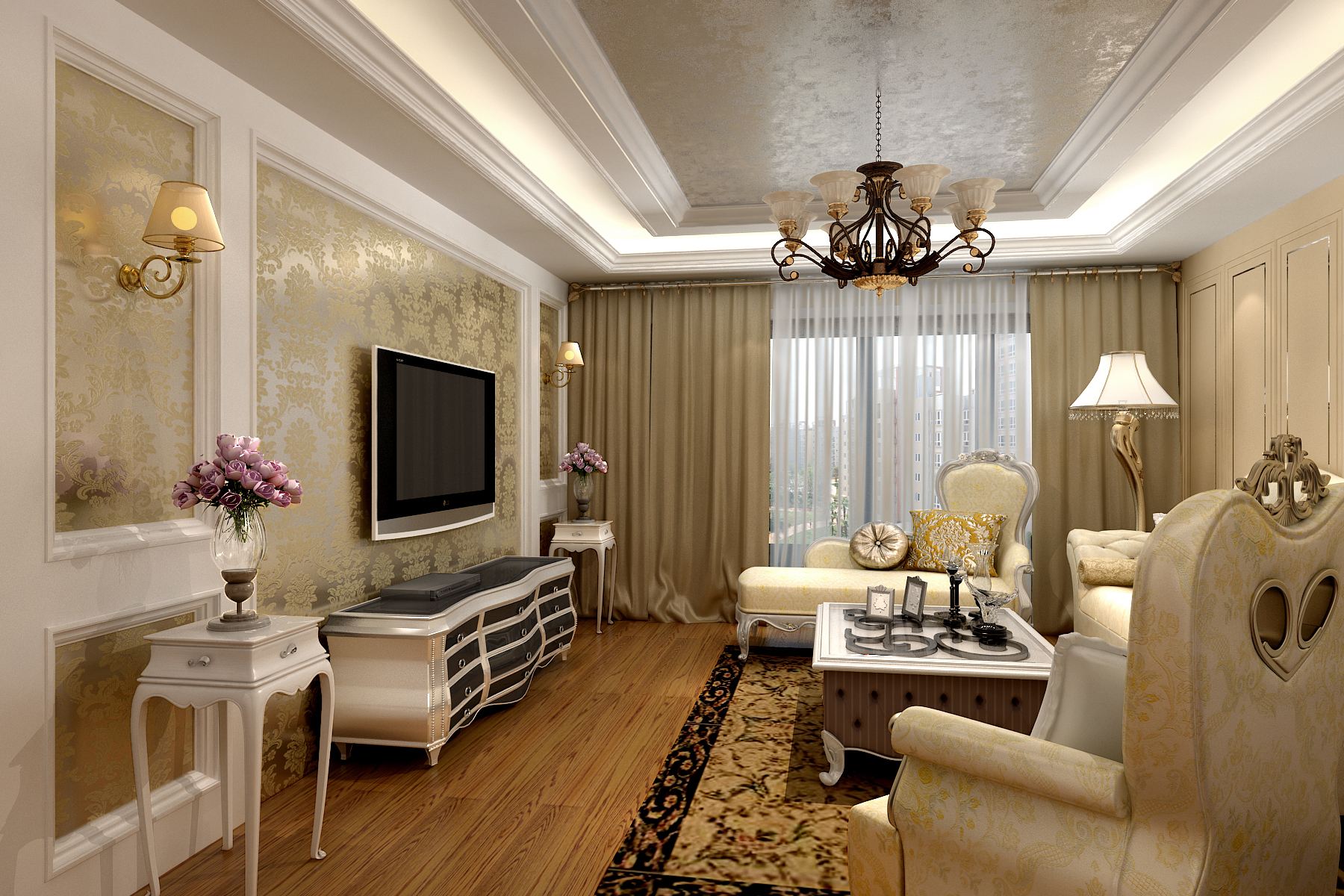 客廳石膏線條吊頂裝飾效果圖 客廳石膏線條吊頂裝飾效果圖